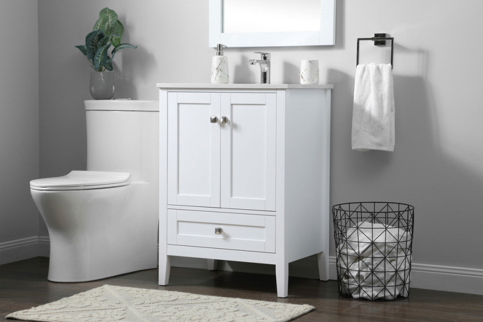 24" SIngle Bathroom Vanity, White