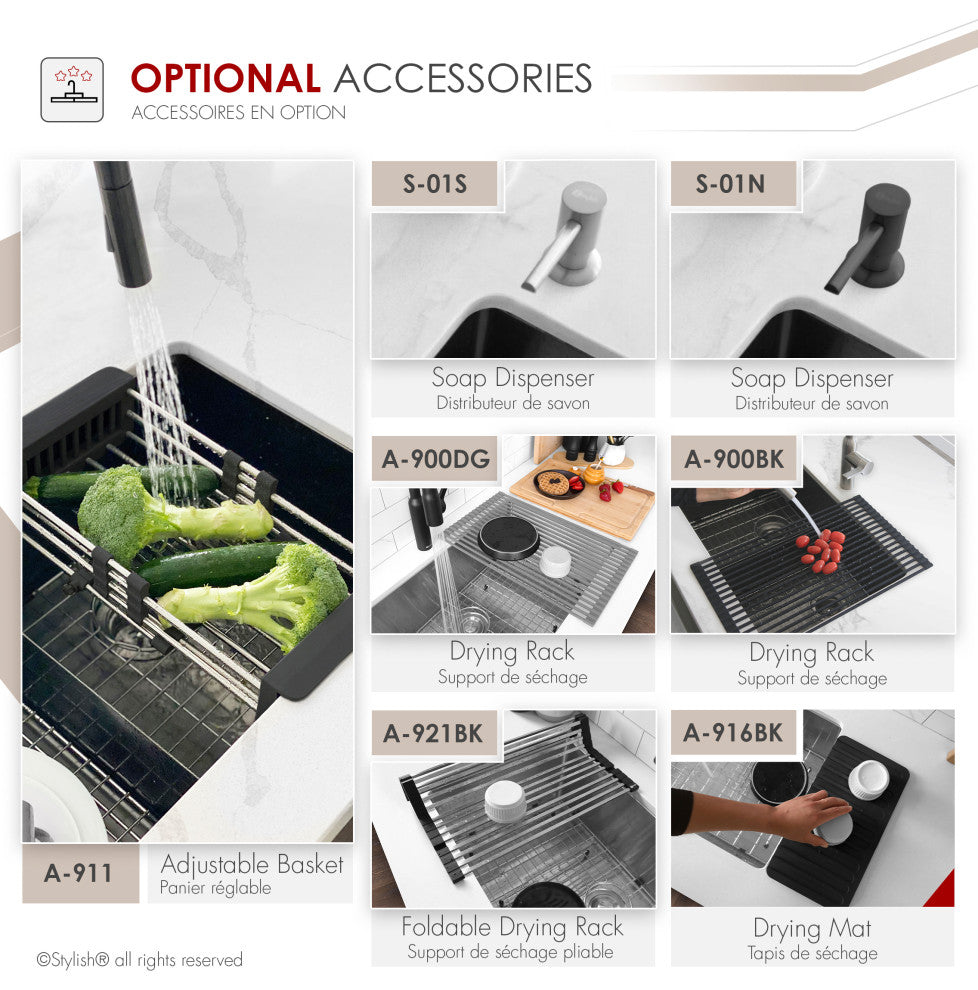 STYLISH 15"L x 15"W Stainless Steel Single Basin Undermount Bar Sink with Grid