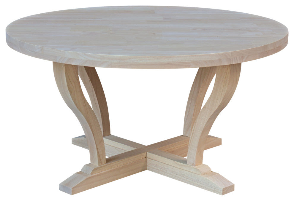 LaCasa Solid Wood Round Coffee Table, Unfinished