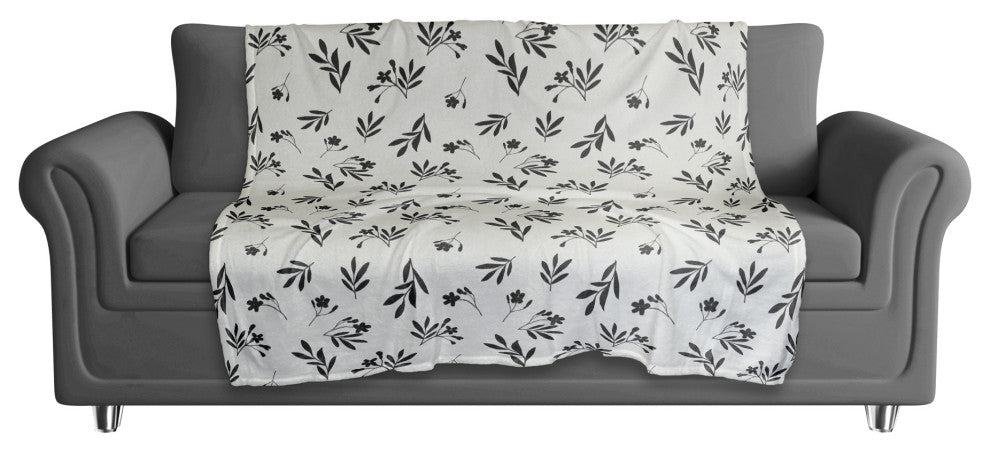 Simple Black Floral 50"x60" Coral Fleece Blanket