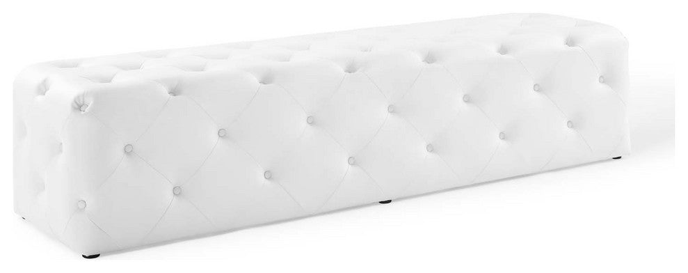 Anthem 72" Tufted Button Entryway Faux Leather Bench White