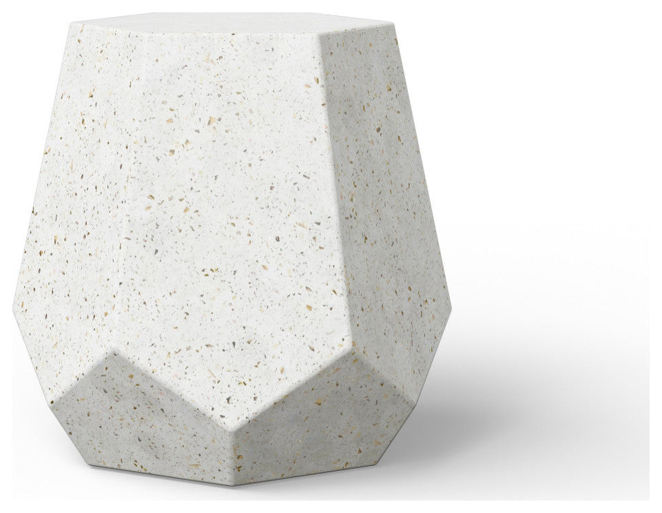 Mixx, Faceted Stool, Ivory Terrazzo