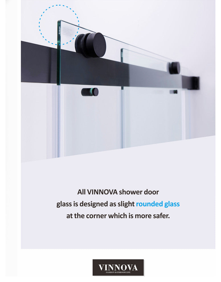 Spezia Double Sliding Frameless Shower Door, Matt Black, 56" W X 76" H