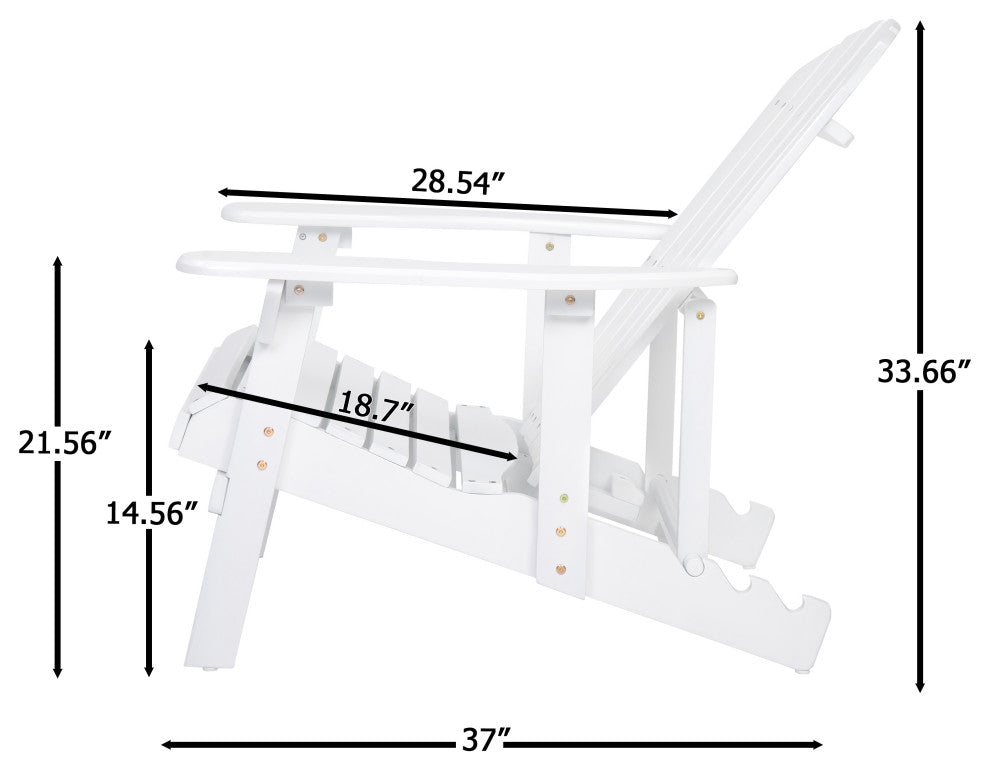 GDF Studio Katherine Outdoor Reclining Wood Adirondack Chairs, Set of 2, White