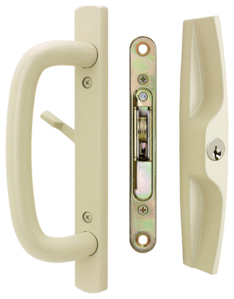 Veranda Sliding Door Handles With Lock, Keyed, 1-1/2" Thick Door, Tan