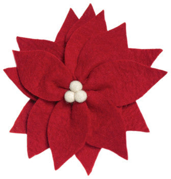 Poinsettia Christmas Tree Topper In Red Hand Felted Wool
