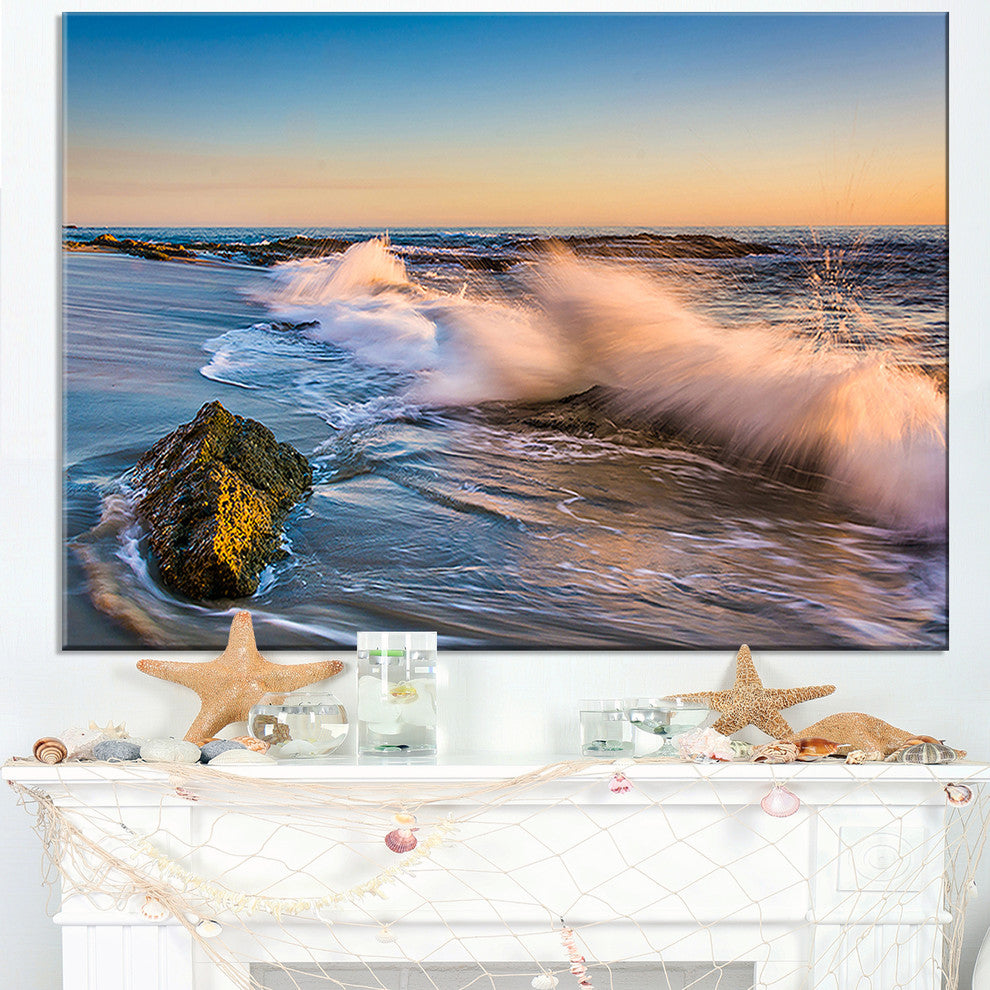 "Crashing Waves At Victoria Beach" Seashore Canvas Wall Art, 40"x30"