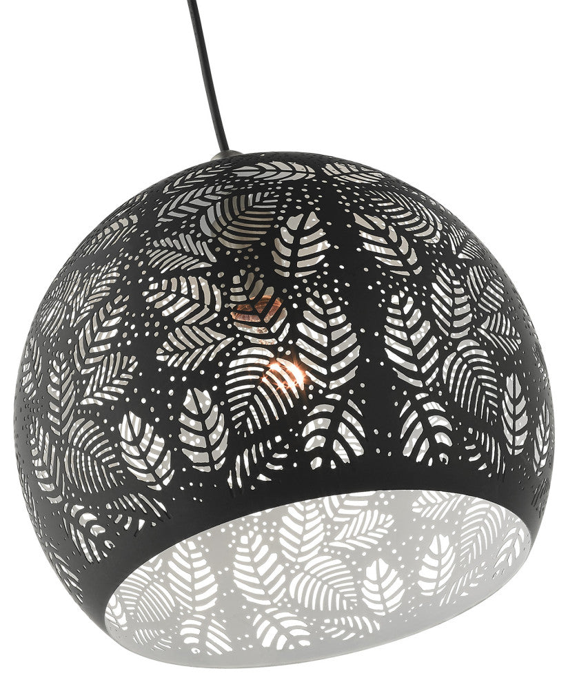 Livex Lighting Chantilly 1 Light Black With Brushed Nickel Accents Small Pendant