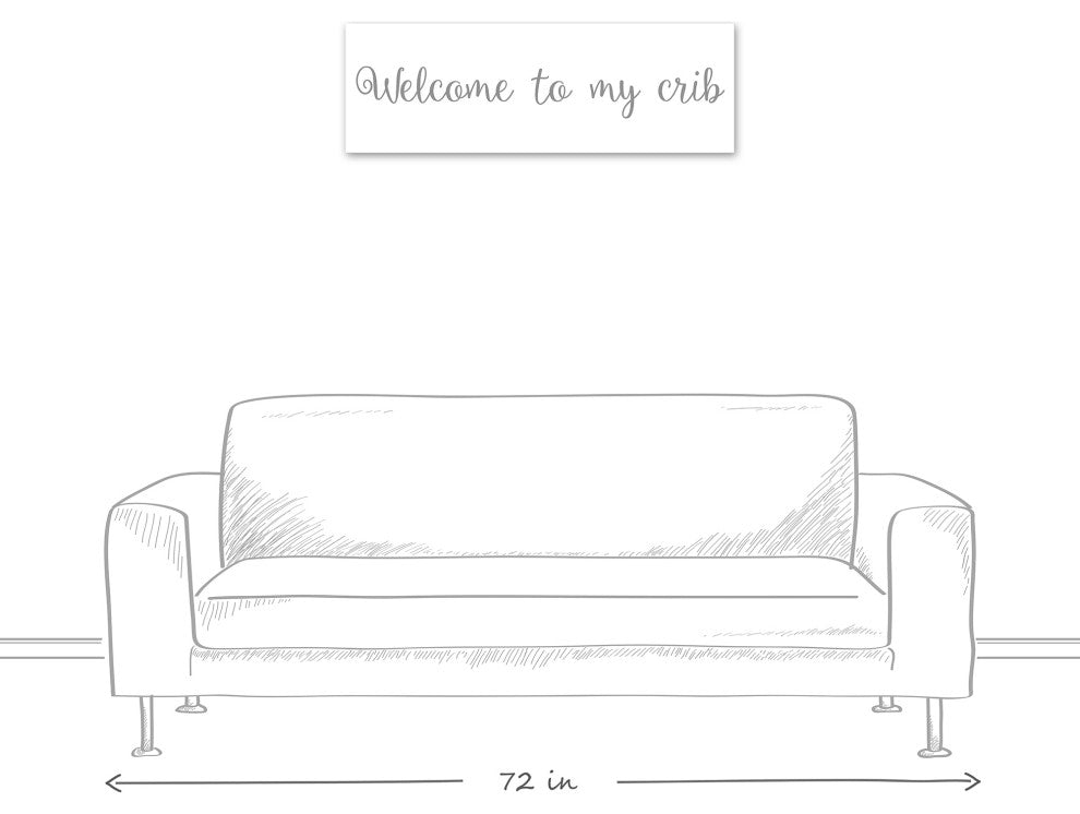 Welcome to my Crib 12"x36" Canvas Wall Art, Gray