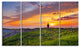 "Lighthouse At Gorgeous Sunset" Wall Art Landscape, 4 Panels, 48"x28"