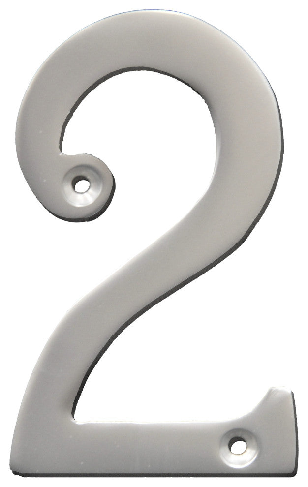 RCH Hardware Brass Modern Curvy House Number, 4-Inch, Various Finishes, Satin Ch