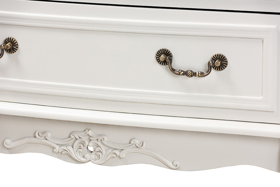 Gabrielle French Country Provincial White-Finished 3-Drawer Wood Storage Cabinet
