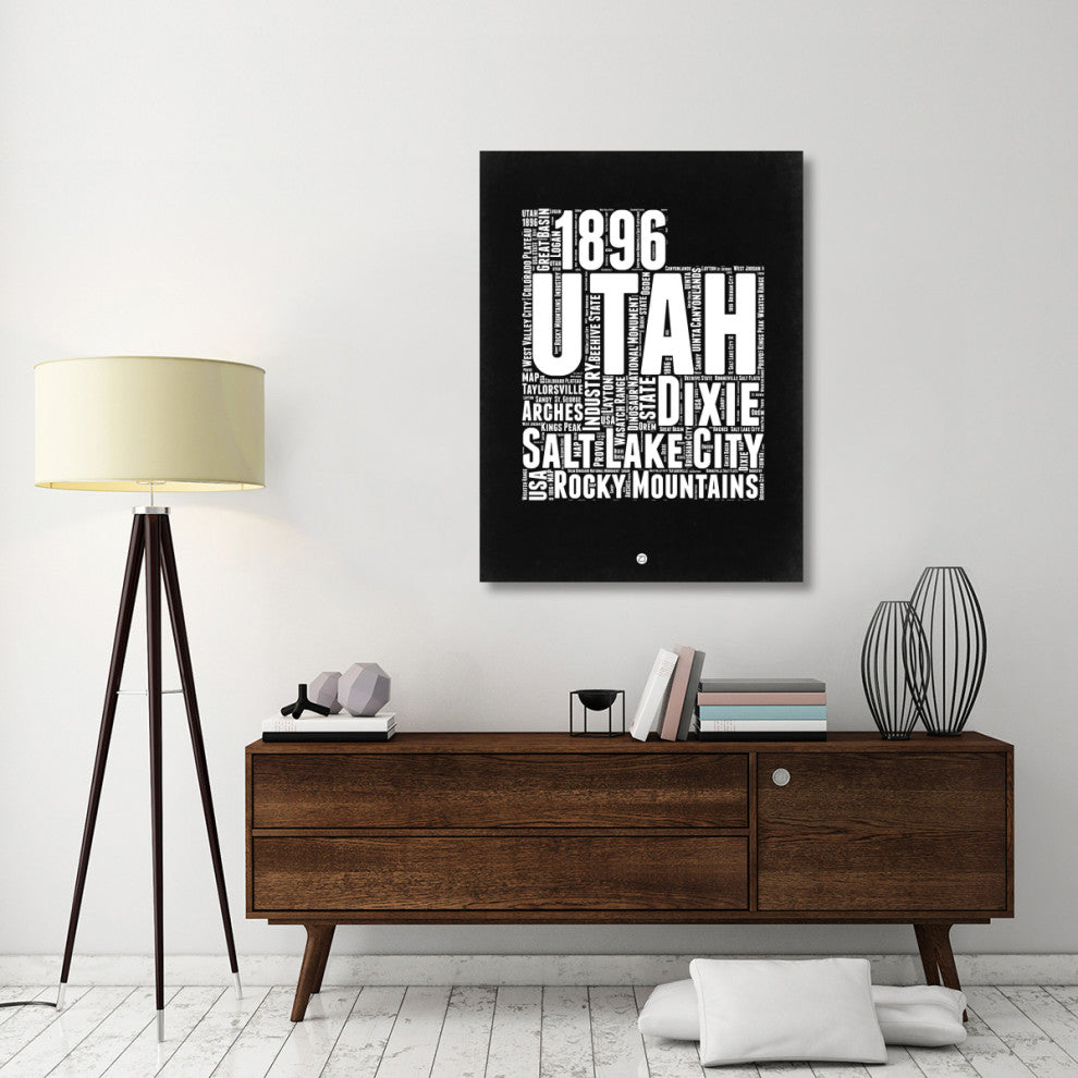 "Utah Black and White Map" Fine Art Print