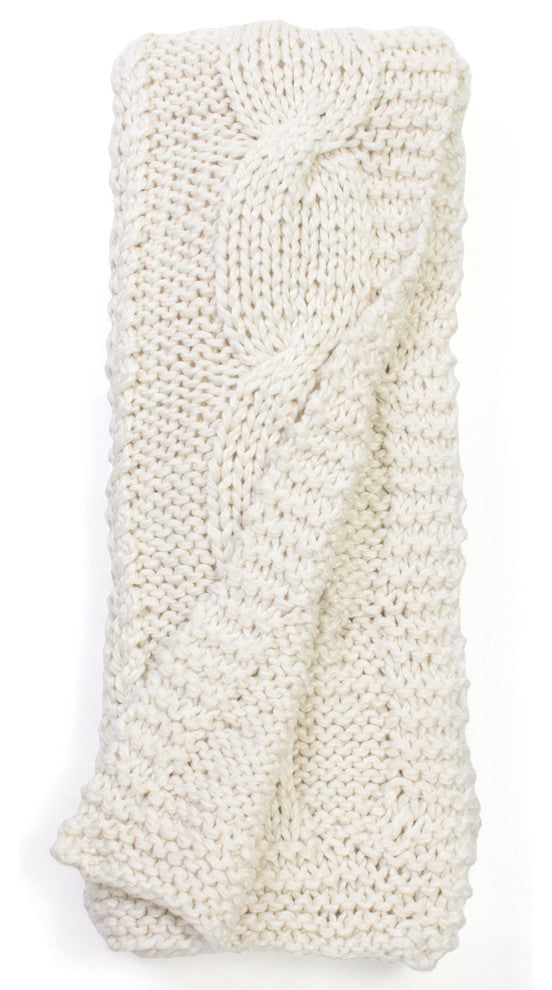 Raj Knitted Throw, White