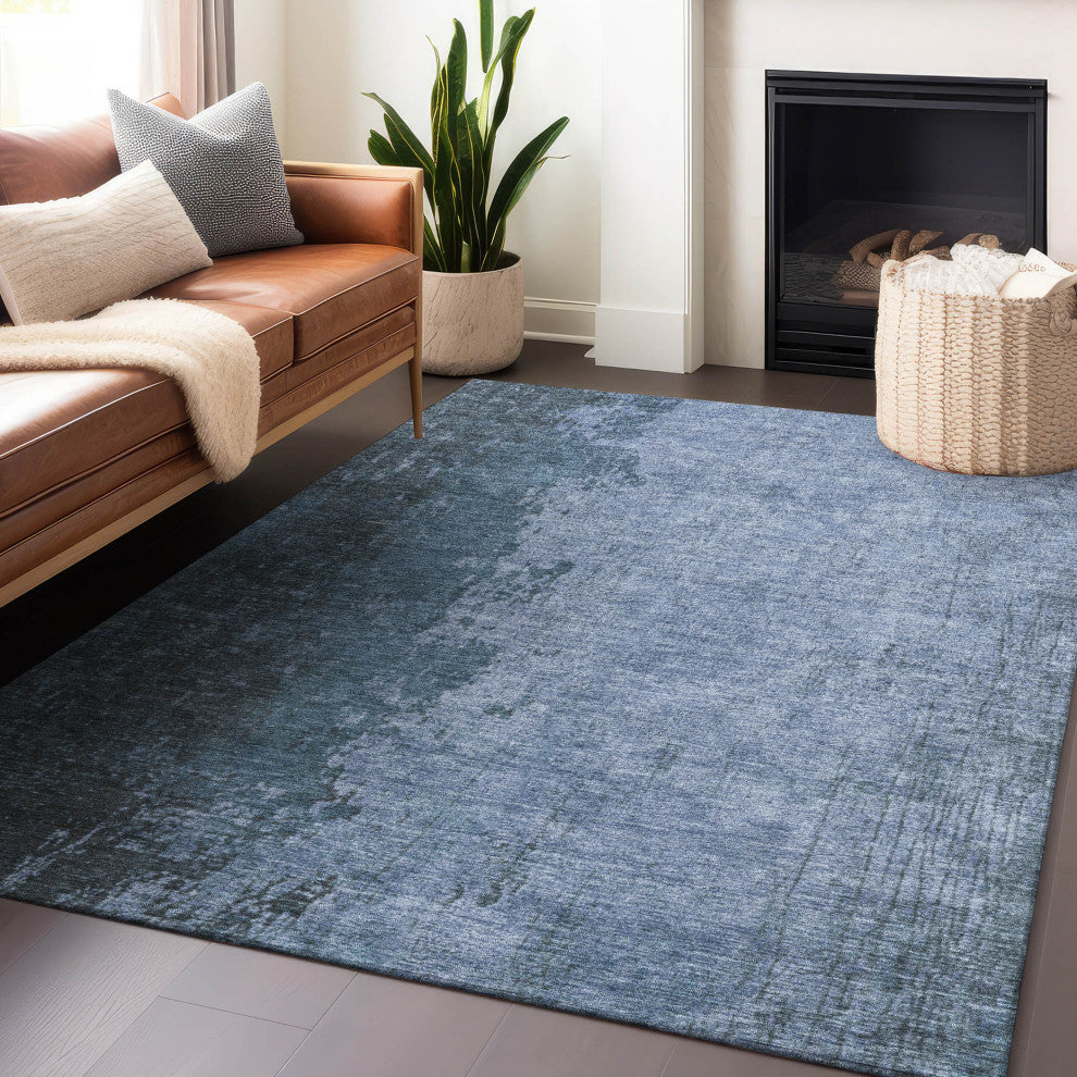 Machine Washable Indoor/Outdoor Chantille ACN1912 Blue 2'6" x 3'10" Rug