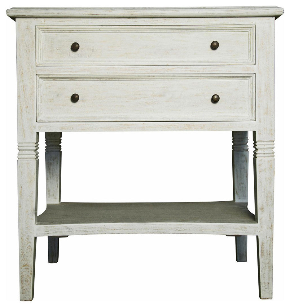 Oxford 2-Drawer Side Table, White Wash