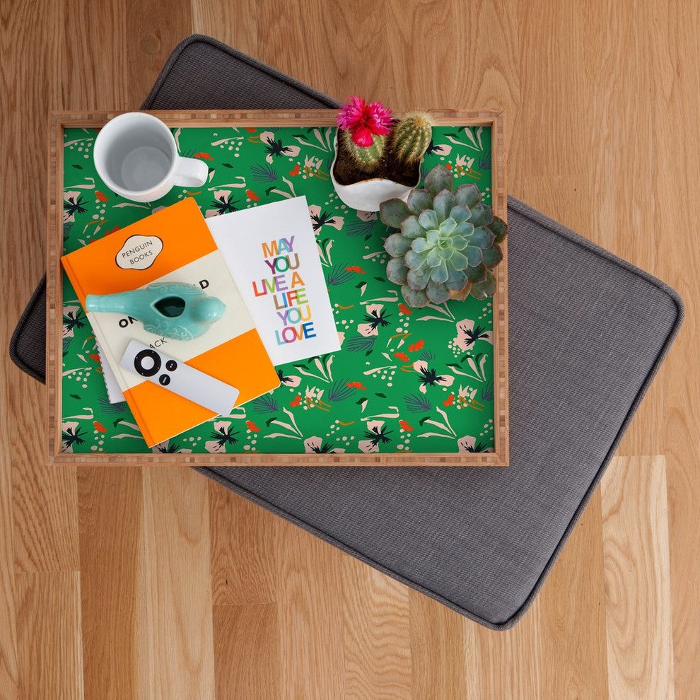 Anthology Of Pattern Seville Garden Green Rectangular Tray, 18"x14"