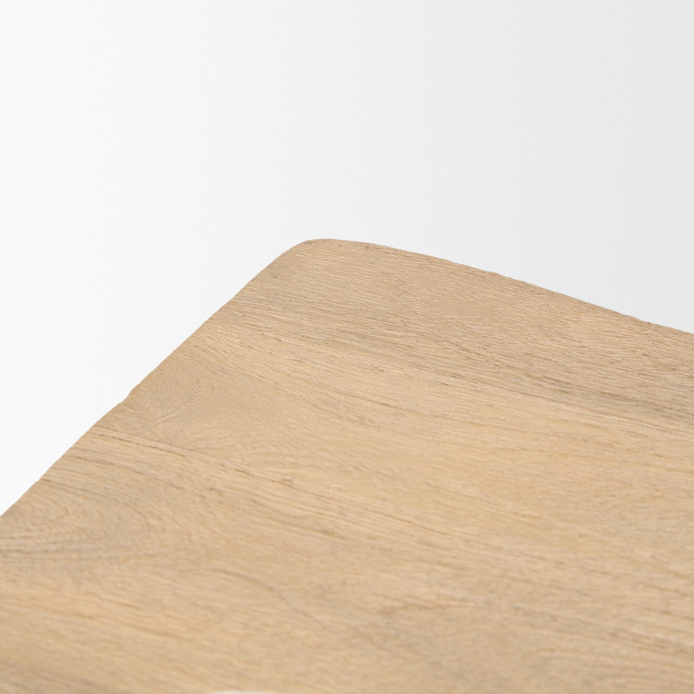 Sekou Light Brown Short Wooden Craftsman Stool