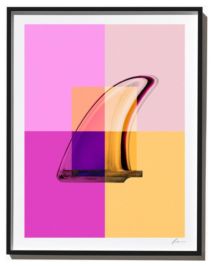 "Magenta Single Fin", Surf Art Photograph, Black Frame, 40''x52''
