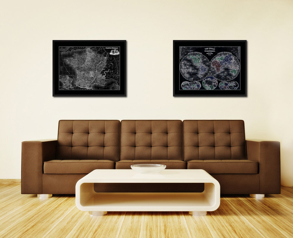 Mideavel France Crusades Vintage Monochrome Map Canvas, 16"x21"