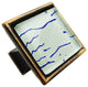 Hand Painted Abstract Blue Lines Crystal Glass Oil Rubbed Bronze Classic Knob