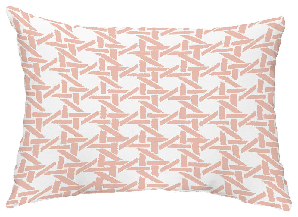 Rattan Abstract 14"x20" Abstract Decorative Outdoor Pillow, Coral
