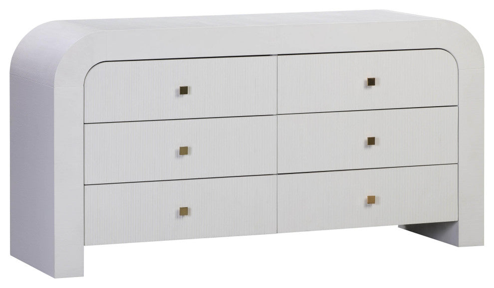 Hump 6 Drawer White Dresser