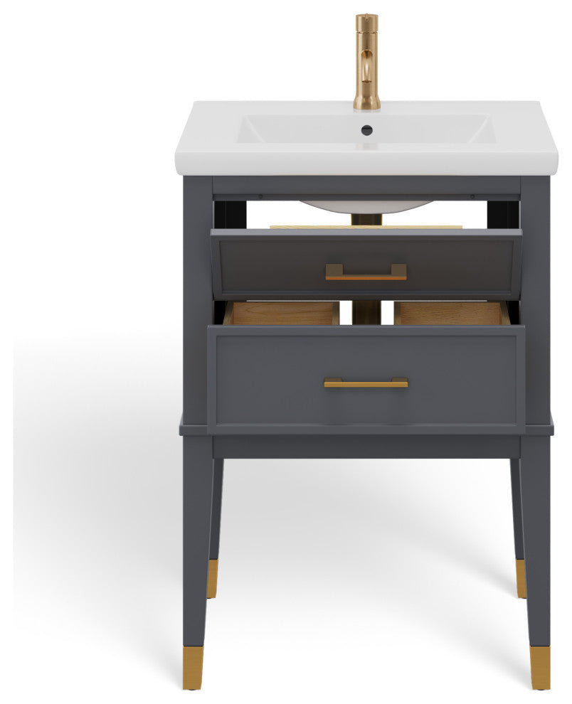 The Sintra Bathroom Vanity, Gray, 24", Single Sink, Freestanding