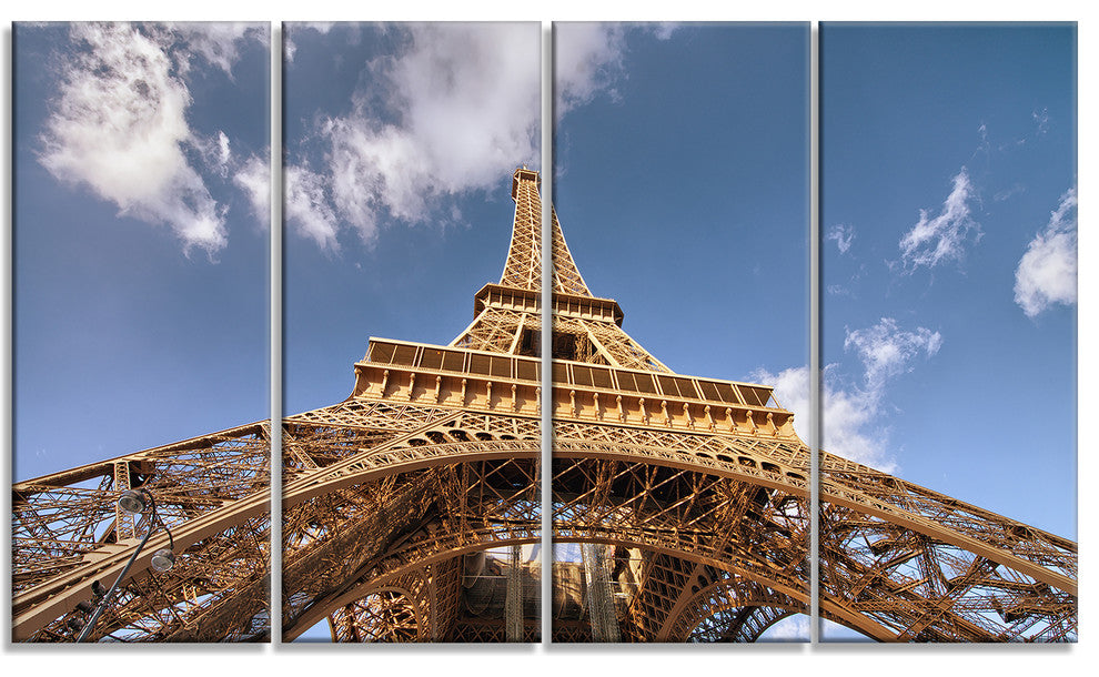"Beautiful View of Paris Eiffel Tower Under Calm Sky" Wall Art, 48"x28", 4Panel