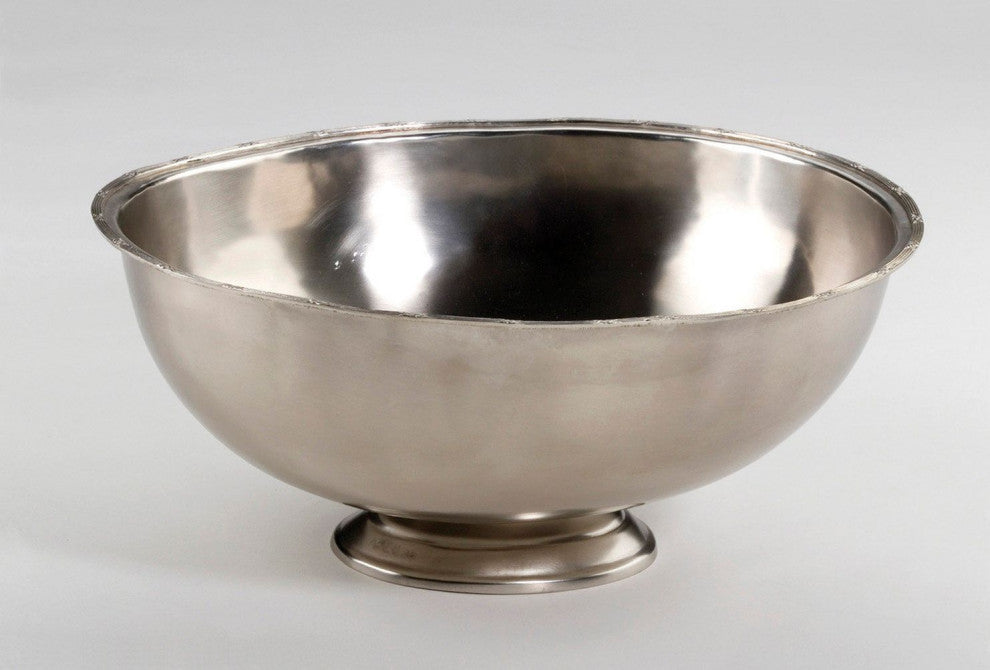 Metal Oval Centerpiece Bowl, Antique Silver