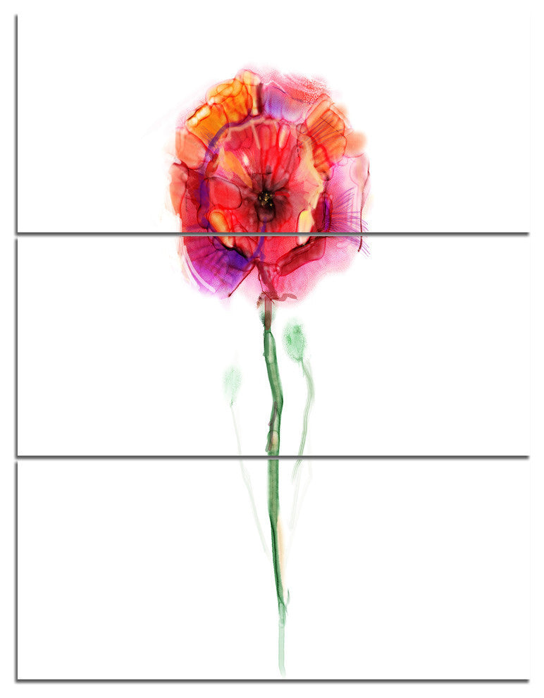 "Isolated Poppy Flower in Full Bloom" Metal Wall Art, 3 Panels, 28"x36"