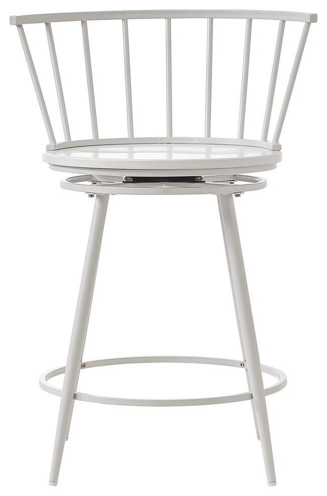 Nelia Low Windsor Swivel 24" Counter Stool, Set of 2, Black