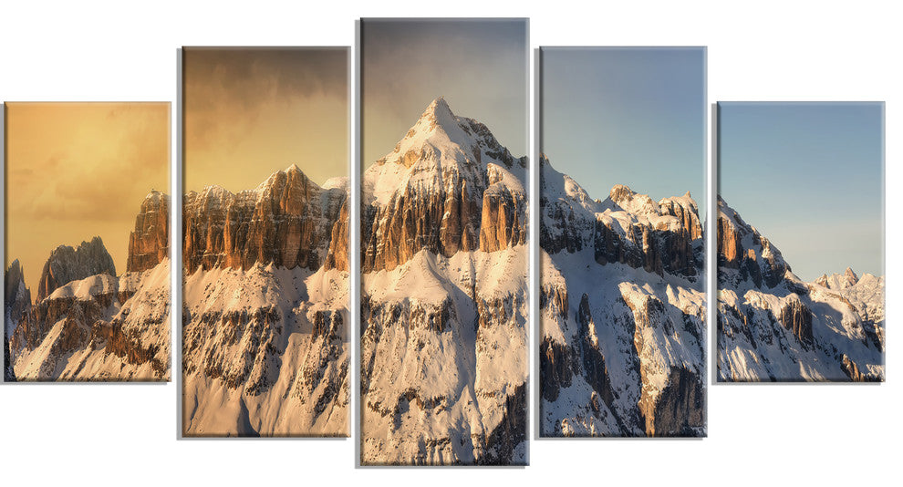 "Dramatic Overcast Sky Over Alps" Landscape Wall Art, 5 Panels, 60"x32"
