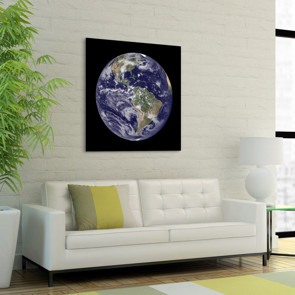 Earth Frameless Free Floating Tempered Art Glass Wall Art 40"x40"