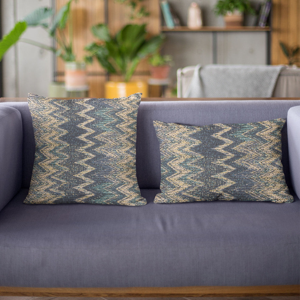 Plutus Blue Wave Chevron Luxury Throw Pillow, 26"x26"