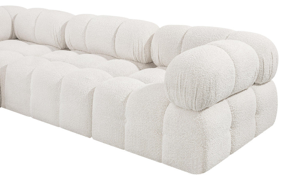 Ames Boucle Fabric Modular Sofa, Cream, 4-Piece: 2 Armless Chair, 2 Corner Chair