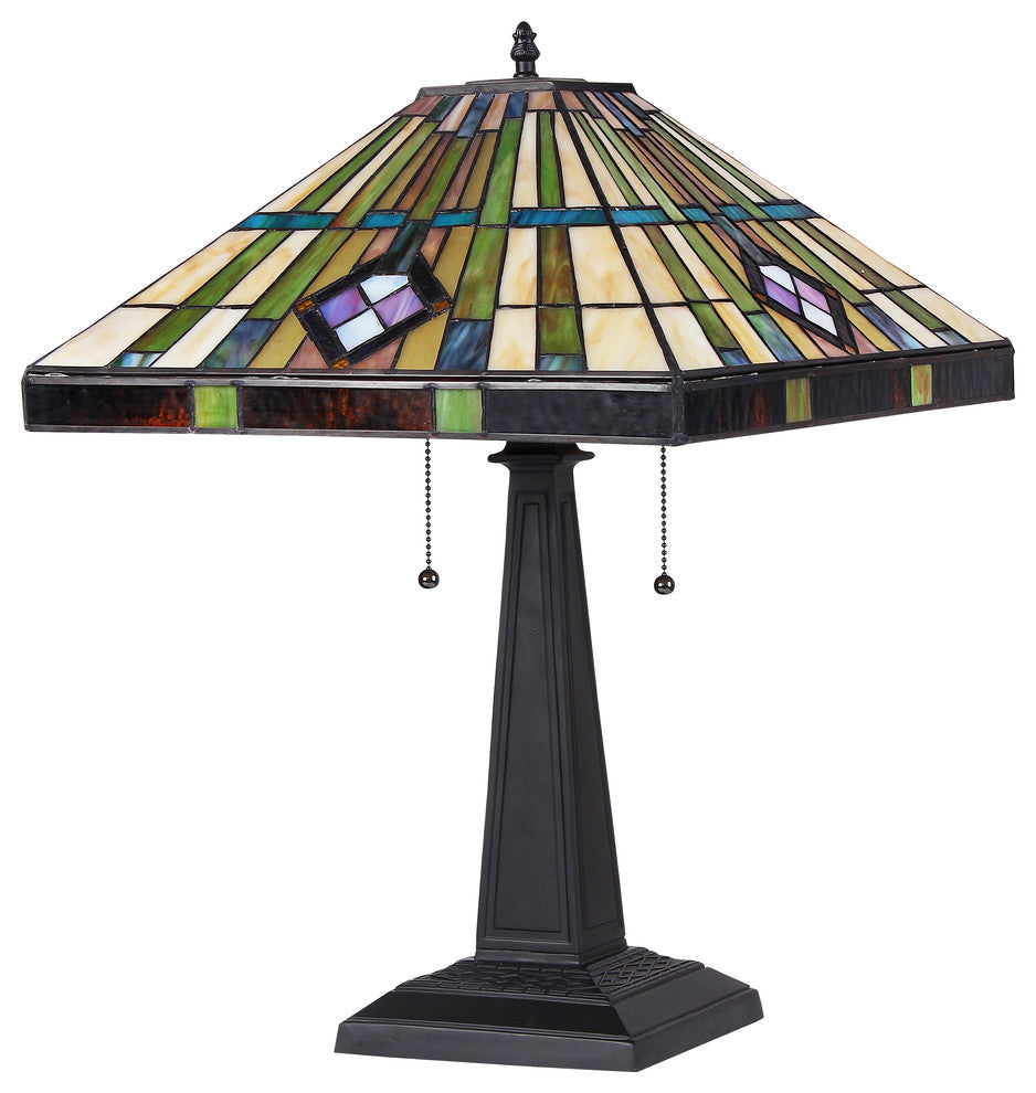 MARTIN Tiffany-style 2 Light Mission Table Lamp 16inches Shade