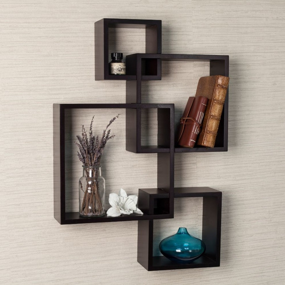 Danya B Intersecting Cube Shelves, Espresso
