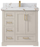 Boston 36" Center Sink Bath Vanity in Fine Grain 2" Viola Gold