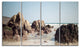 "Large Rocks At Coast Panorama" Seashore Wall Art, 4 Panels, 48"x28"