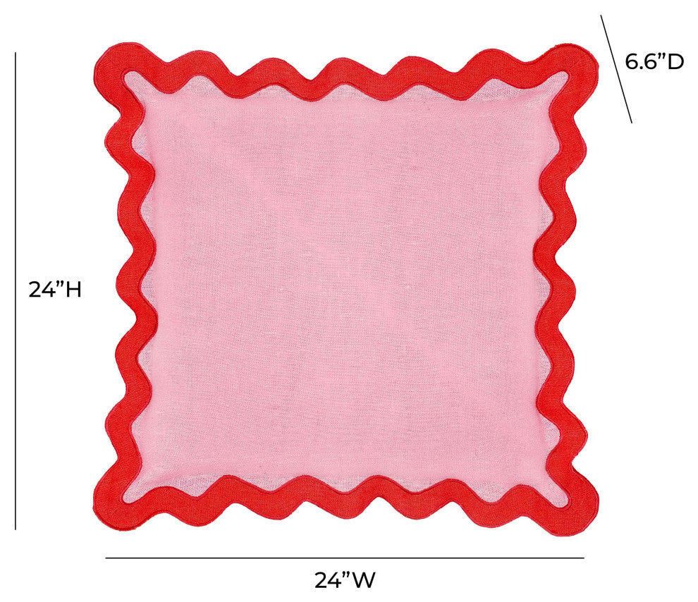 Scalloped Throw Pillow, Rust, Pink