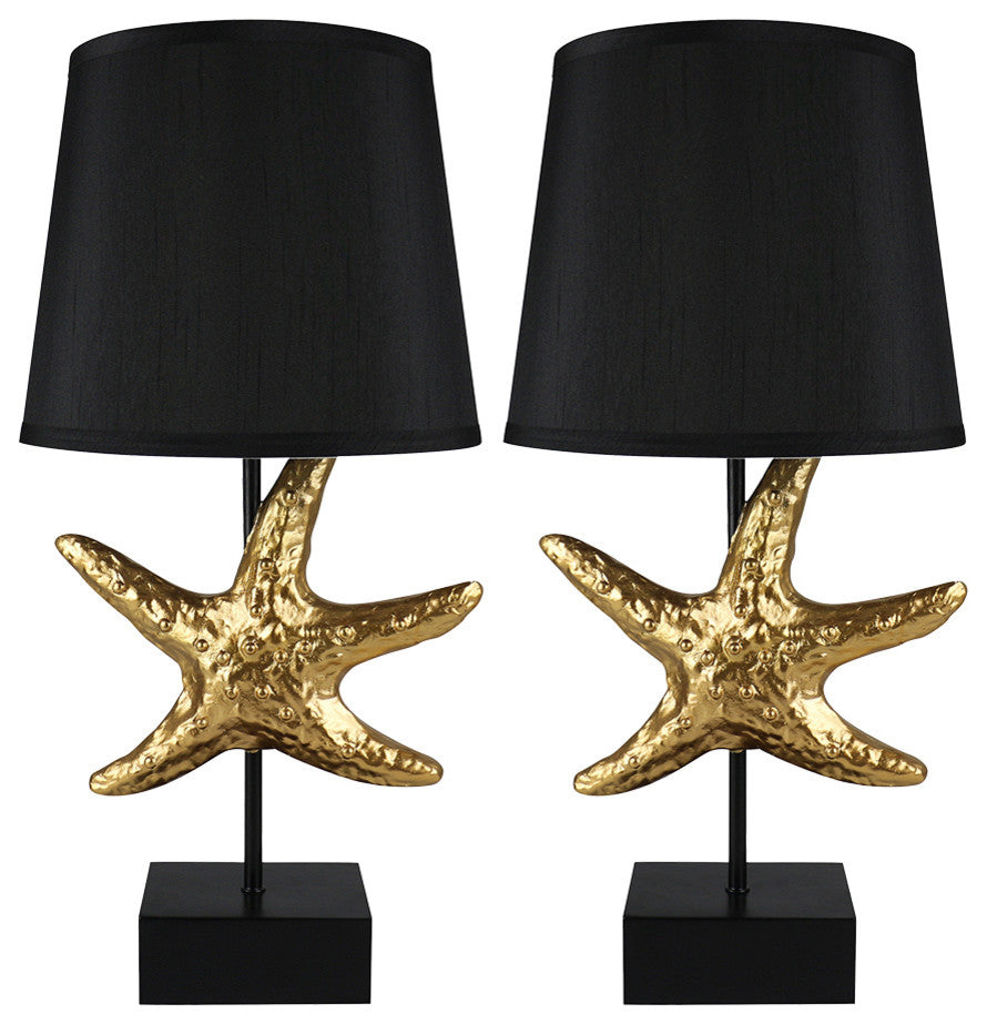 Set of 2 Starfish Table Lamps, Gold
