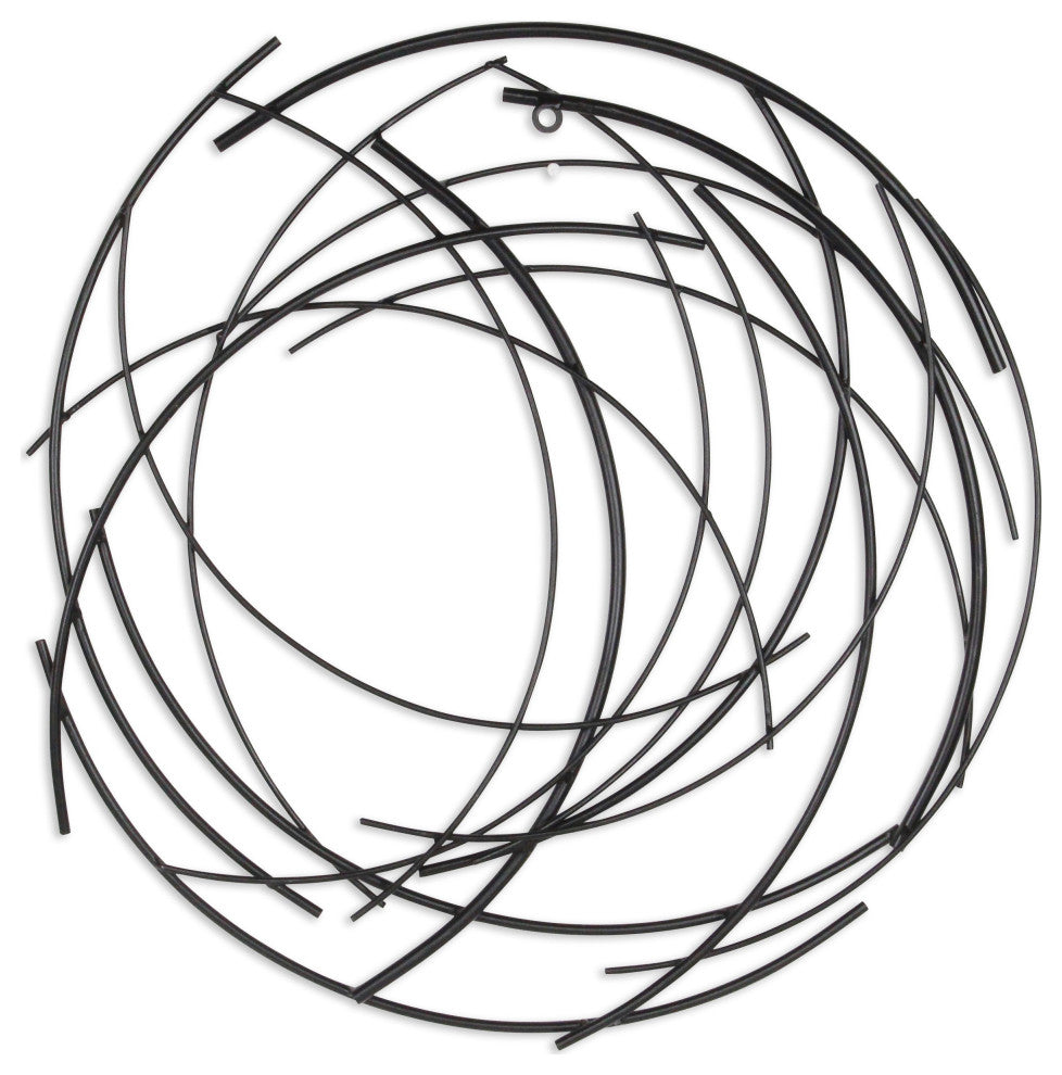 Denine Black Abstract Round Wall Art