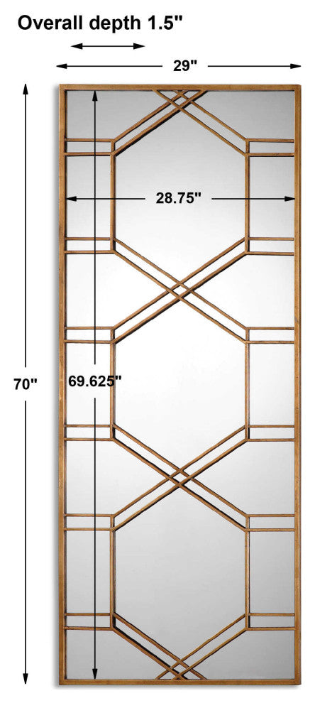 Contemporary 70" Gold Metal Overlay Mirror