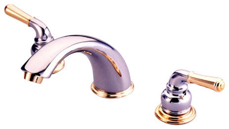 Kingston Widespread Bathroom Faucet w/Retail Pop-Up, Chrome/Polished Brass
