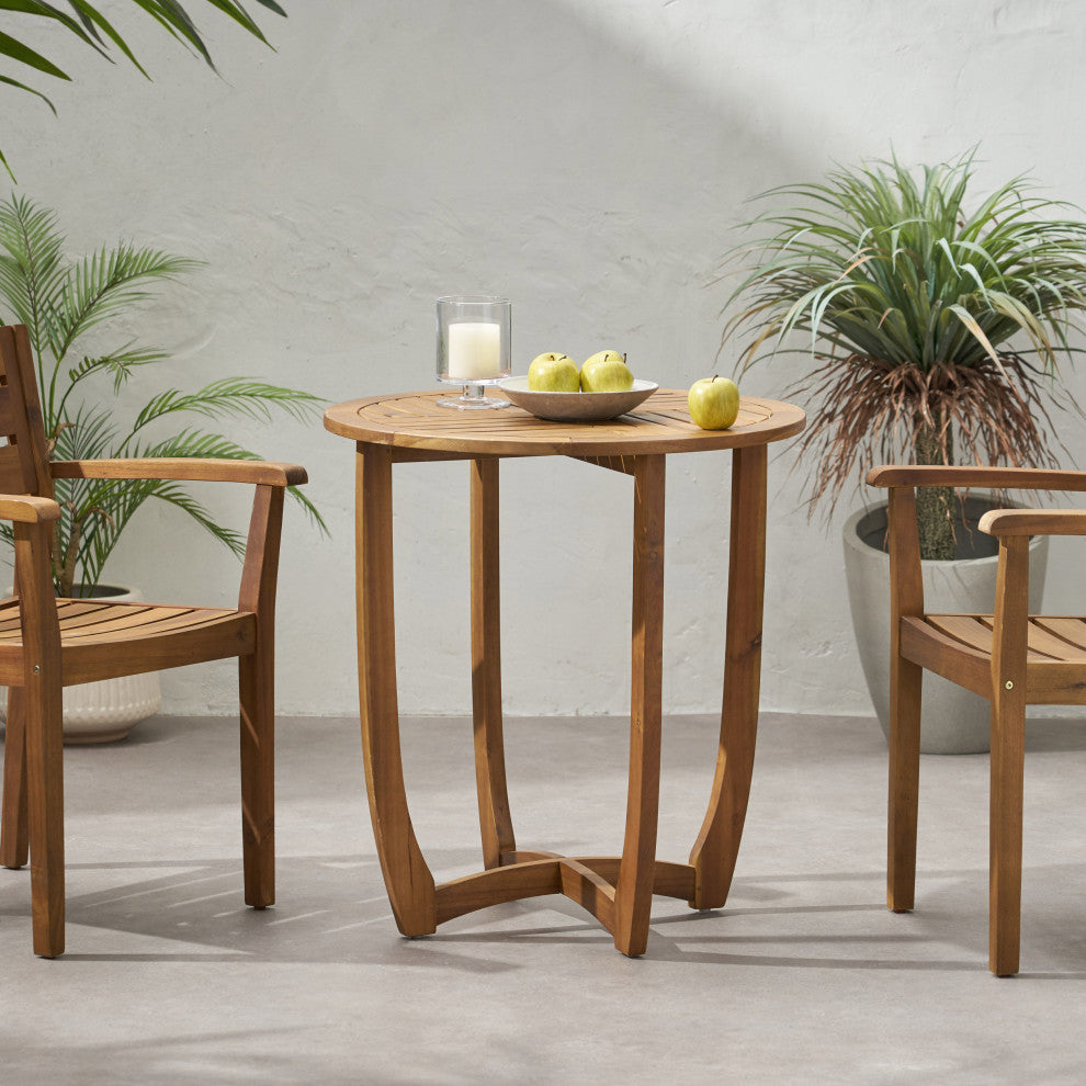 GDF Studio Navarro Outdoor Acacia Wood Bistro Table, Teak