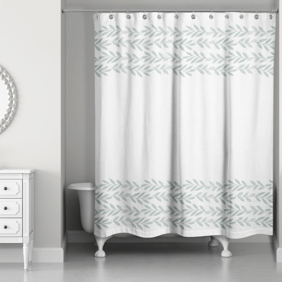 Soft Blue Vine Border 71x74 Shower Curtain