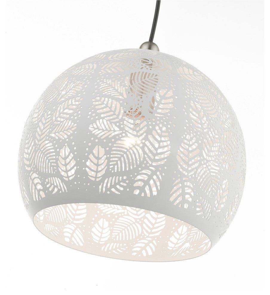 Livex Lighting Chantilly 1 Light White With Brushed Nickel Accents Small Pendant
