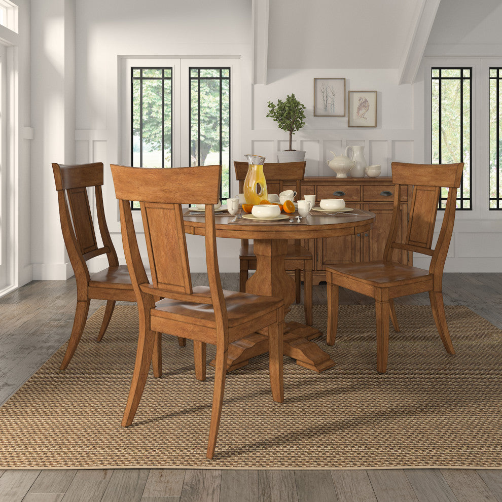 Arbor Hill Panel Back Wood Dining Chair, Set of 2, Oak