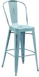 Distressed Metal Bar Stool, Dream Blue